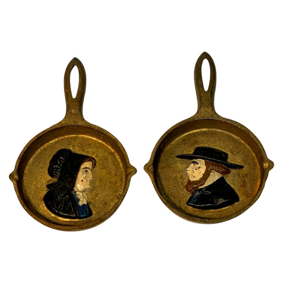 Vintage Miniature Cast Iron Amish Silhouette Skillets - USA Made - A281 - Picture 4 of 10